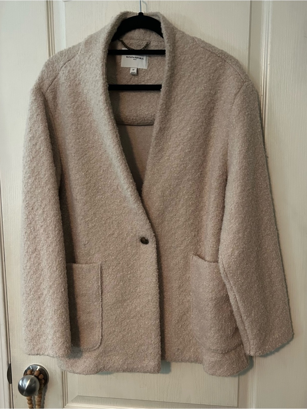 Banana Republic Cream Wool-Blend Open Blazer Jacket